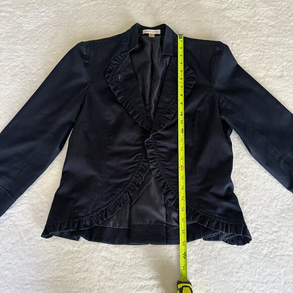 JPR Dark Blue Ruffled Blazer Jacket S: M - Whimsigoth Transitional Y2K - Picture 8 of 9